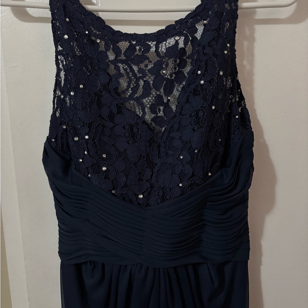 David's Bridal Midnight Blue Lace Dress